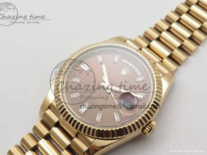 Best AAA Replica Sites Dial 40mm 904 New Version RG Bracelet Bold 228239 2825 President A Crystal Markers Day-Date on RG BP Brown Dial T 0118